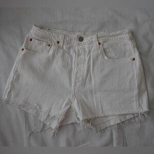 Levi’s 501 High Rise White Denim Short